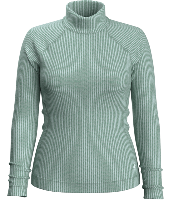 Smartwool Womens Thermal Merino Rib Turtleneck (24/25) Arctic Green Heather-N67