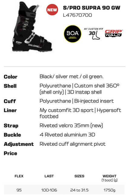 Salomon S/Pro Supra 90 Gw (25/26) Black / Silver Met. / Oil Green Salomon S/Pro Supra 90 Gw (25/26) Black / Silver Met. / Oil Green