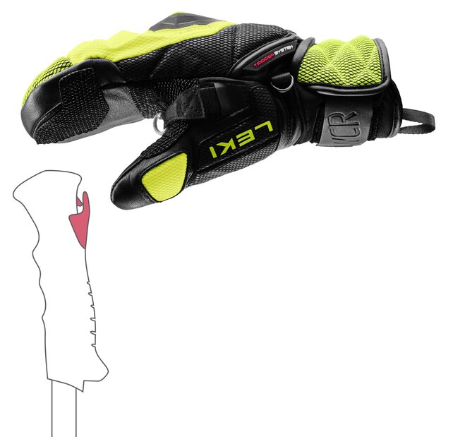 Leki Wcr Venom 3D Jr Mitt (26/27) Black/Ice Lemon