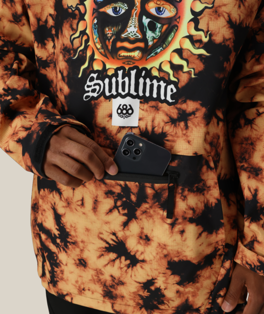 686 Men's Waterproof Hoody (25/26) Sublime Orange Tie Dye-Sotd