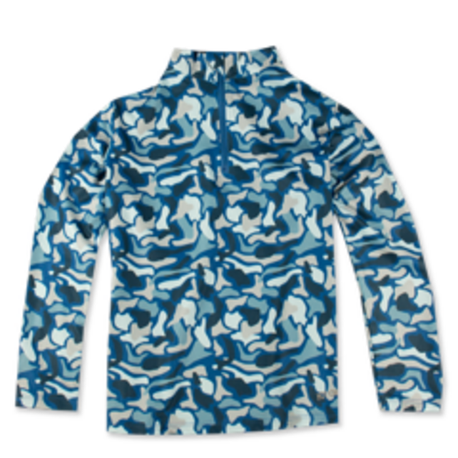 Hot Chillys Youth Velvet Fleece Crew (23/24) Blue Abstract Camo Blc