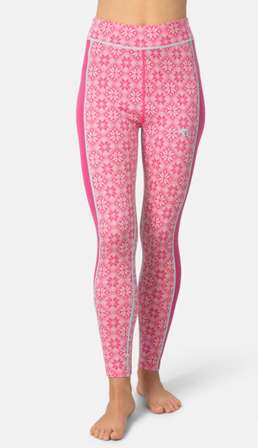 Kari Traa Rose High Waisted Baselayer Pants - 100% Merino Wool (25/26) Bright Pink-Spink