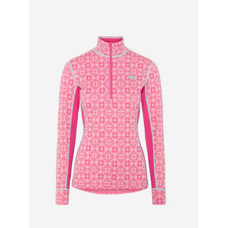 Kari Traa Rose Half Zip Baselayer Top - 100% Merino Wool (25/26) Bright Pink-Spink