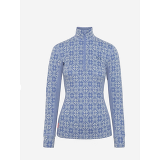 Kari Traa Rose Half Zip Baselayer Top - 100% Merino Wool (25/26) Pastel Light Blue-Iris
