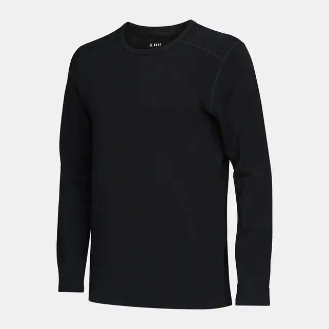 Le Bent Mens Heavyweight Grid Fleece Crew (26/27) Black