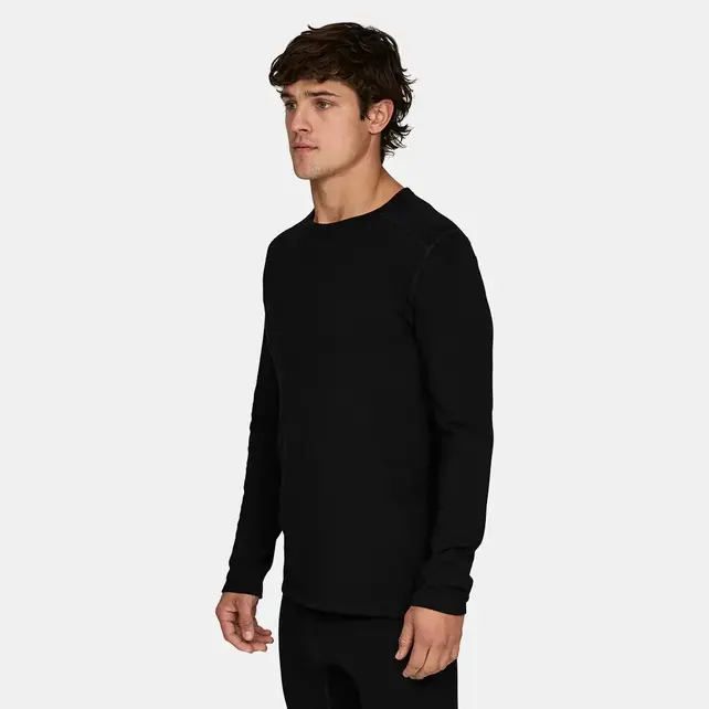 Le Bent Mens Heavyweight Grid Fleece Crew (26/27) Black