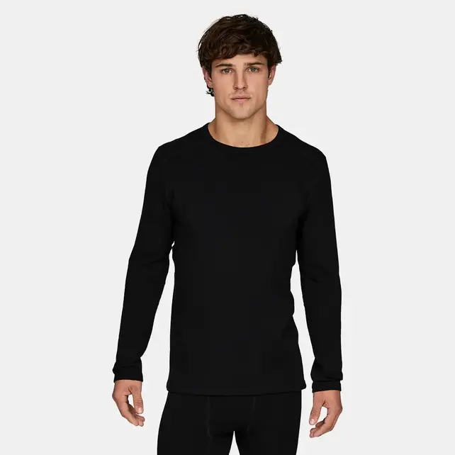 Le Bent Mens Heavyweight Grid Fleece Crew (26/27) Black