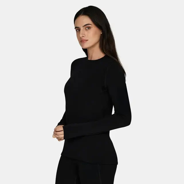 Le Bent Womens Heavyweight Grid Fleece Crew (26/27) Black