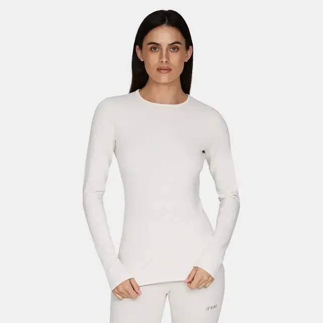 Le Bent Womens Heavyweight Grid Fleece Crew (26/27) Pearl