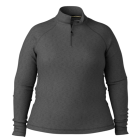 Smartwool Women's Classic Thermal Merino Base Layer 1/4 Zip Plus (25/26) Charcoal Heather-010