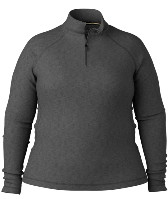 Smartwool Women's Classic Thermal Merino Base Layer 1/4 Zip Plus (25/26) Charcoal Heather-010