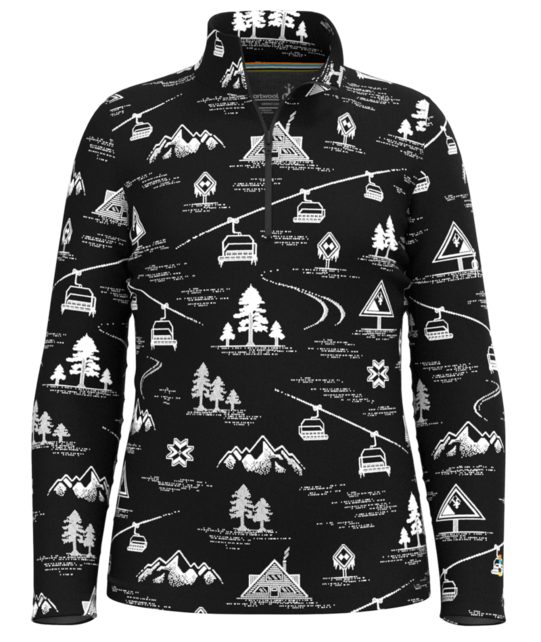 Smartwool Kids' Classic Thermal Merino Base Layer 1/4 Zip Boxed (25/26) Black Ski Day-Q12