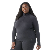 Smartwool Women's Classic Thermal Merino Base Layer 1/4 Zip Plus (25/26) Charcoal Heather-010