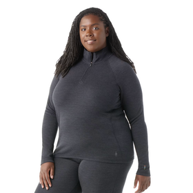 Smartwool Women's Classic Thermal Merino Base Layer 1/4 Zip Plus (25/26) Charcoal Heather-010