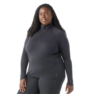 Smartwool Women's Classic Thermal Merino Base Layer 1/4 Zip Plus (25/26) Charcoal Heather-010