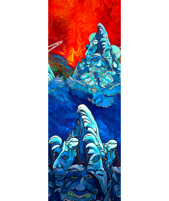 Smartwool Ski Targeted Cushion Winter Haze Print Otc Socks (25/26) Deep Navy-092