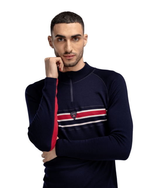 Dale Of Norway Aksla Masc Baselayer Half Zip (26/27) Navy Red Offwhite