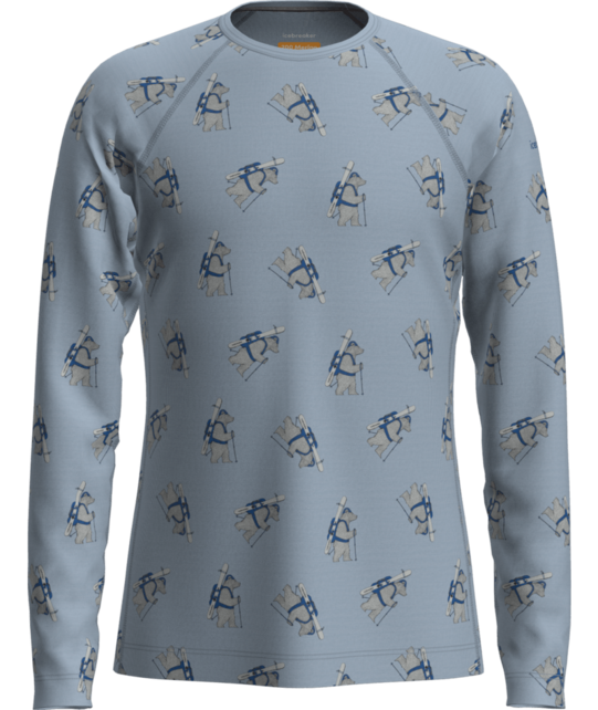 Icebreaker Kids Merino 200 Oasis Ls Crewe Bear Tour Aop (26/27) Zinc Blue/Aop