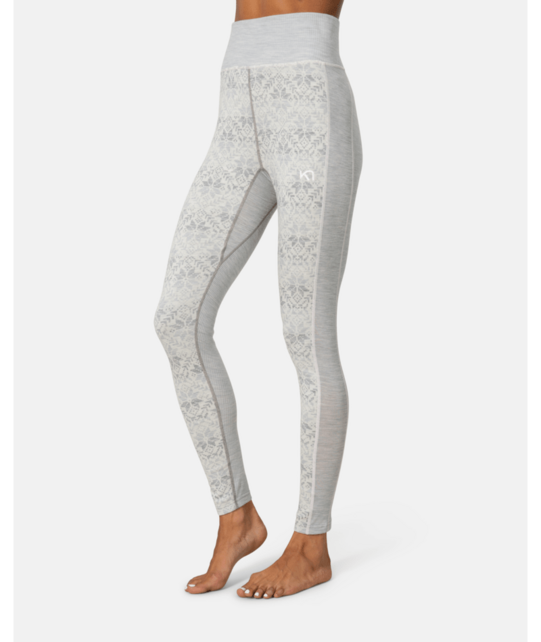 Kari Traa Anna High Waist Base Layer Pants (26/27) Light Grey Melange