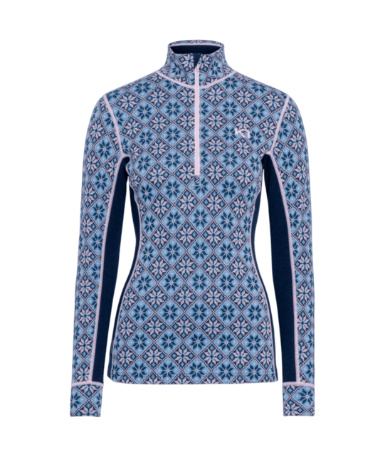Kari Traa Rose Half Zip Base Layer Top - 100% Merino Wool (26/27) Dark Navy Blue