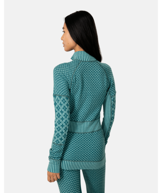Kari Traa Smekker Half Zip Base Layer - 100% Merino Wool (26/27) Peacock