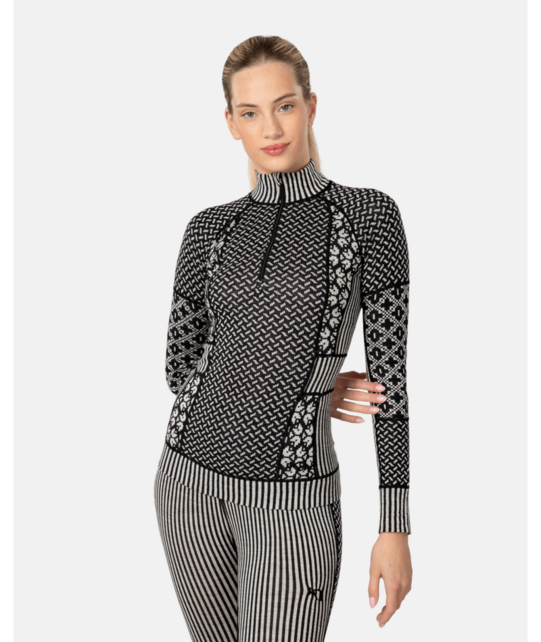 Kari Traa Smekker Half Zip Base Layer - 100% Merino Wool (26/27) Black