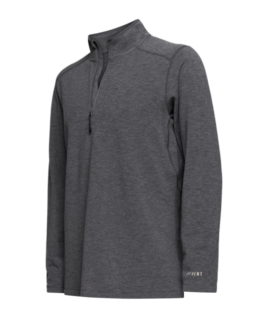 Le Bent Mens Heavyweight Grid Fleece 1/4 Zip (26/27) Dark Heather Grey