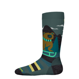 Smartwool Kids' Ski Light Cushion Sleigh Bear Otc Socks (26/27) Dusty Teal