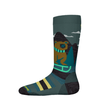 Smartwool Kids' Ski Light Cushion Sleigh Bear Otc Socks (26/27) Dusty Teal