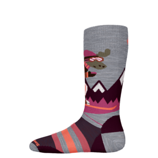 Smartwool Kids' Wintersport Full Cushion Mountain Moose Otc Socks (26/27) Light Gray-Pink