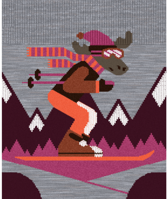 Smartwool Kids' Wintersport Full Cushion Mountain Moose Otc Socks (26/27) Light Gray-Pink