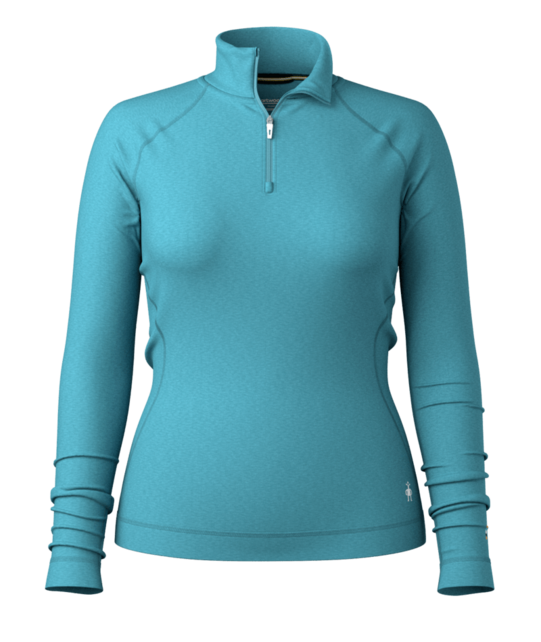 Smartwool Women's Classic Thermal Merino Base Layer 1/4 Zip Boxed (26/27) Mineral Blue Heather