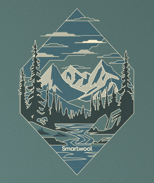 Smartwool Men's Wander Valley Active Long Sleeve Graphic Tee (26/27) Dusty Teal