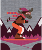 Smartwool Kids' Wintersport Full Cushion Mountain Moose Otc Socks (26/27) Light Gray-Pink