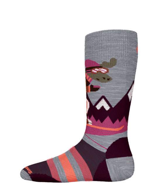 Smartwool Kids' Wintersport Full Cushion Mountain Moose Otc Socks (26/27) Light Gray-Pink