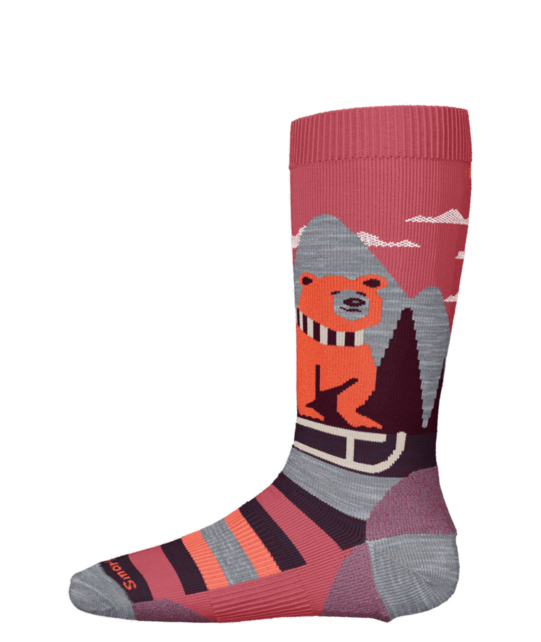 Smartwool Kids' Ski Light Cushion Sleigh Bear Otc Socks (26/27) Garden Pink