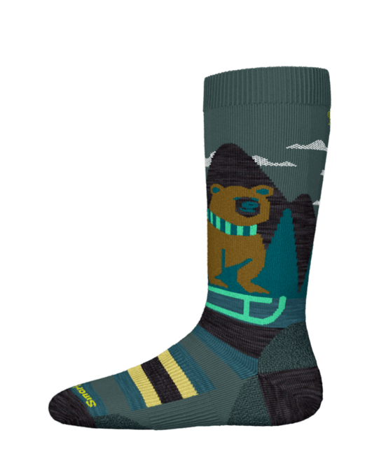 Smartwool Kids' Ski Light Cushion Sleigh Bear Otc Socks (26/27) Dusty Teal