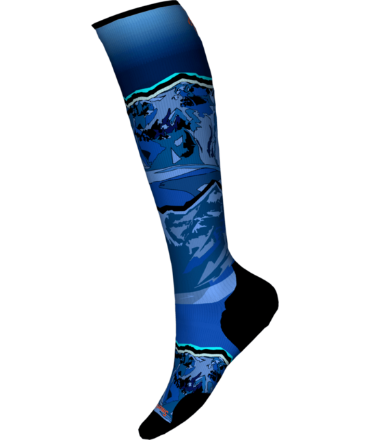 Smartwool Ski Targeted Cushion Storm Peak Print Otc Socks (26/27) Nightfall Blue