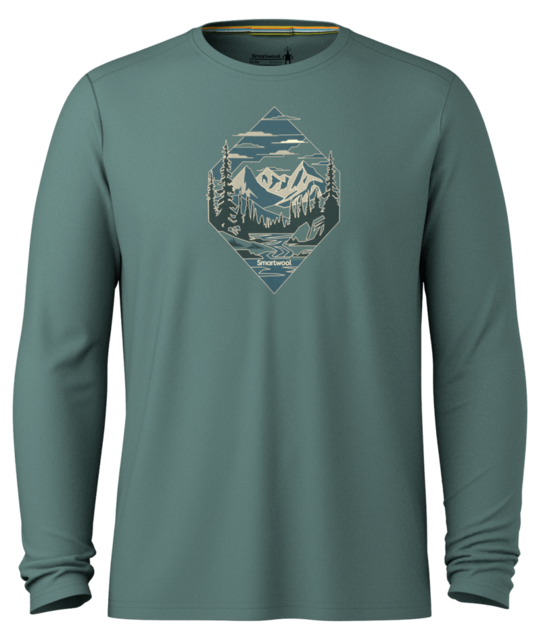 Smartwool Men's Wander Valley Active Long Sleeve Graphic Tee (26/27) Dusty Teal