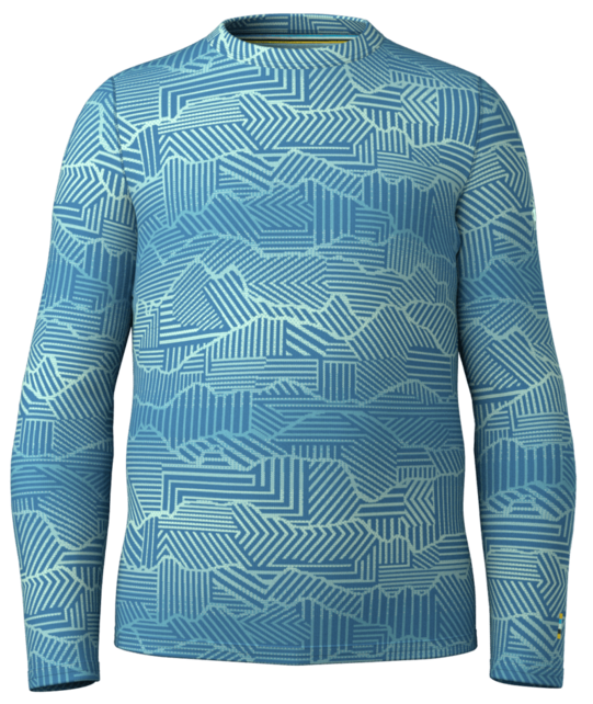 Smartwool Kids' Classic Thermal Merino Base Layer Crew Boxed (26/27) Indigo Linear Peaks