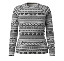 Smartwool Women's Classic Thermal Merino Base Layer Crew Boxed (26/27) Black Fair Isle Fun