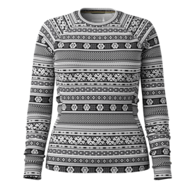 Smartwool Women's Classic Thermal Merino Base Layer Crew Boxed (26/27) Black Fair Isle Fun