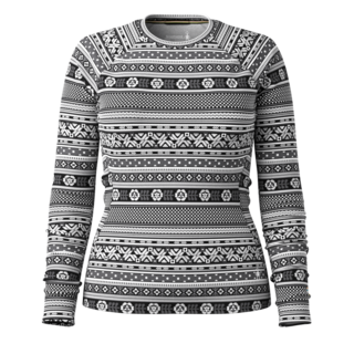 Smartwool Women's Classic Thermal Merino Base Layer Crew Boxed (26/27) Black Fair Isle Fun