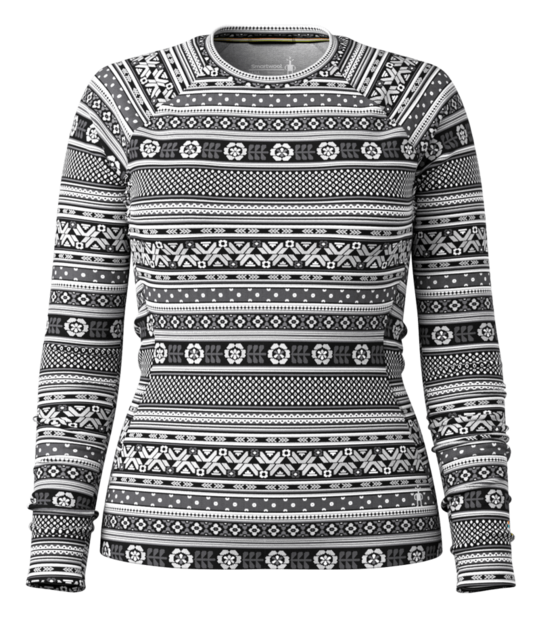 Smartwool Women's Classic Thermal Merino Base Layer Crew Boxed (26/27) Black Fair Isle Fun