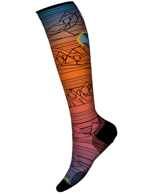 Smartwool Ski Zero Cushion Geo Peaks Print Otc Socks (25/26) Orange Rust-L17