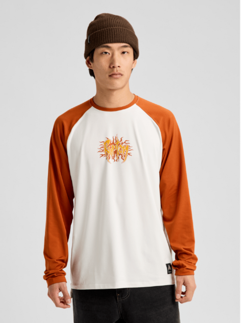 Burton Men's Roadie Base Layer Tech T-Shirt (26/27) Stout White/Spiced Chai
