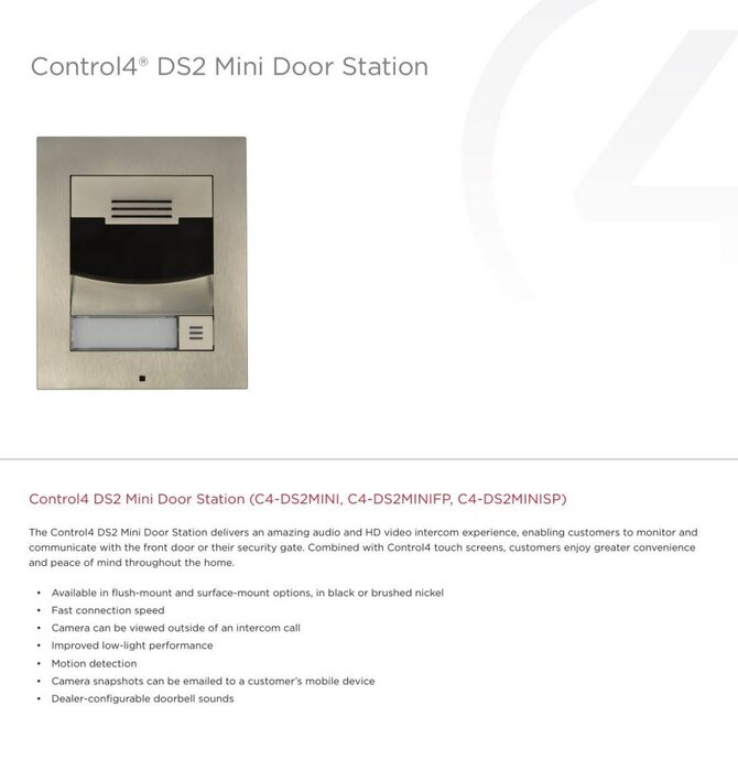 DS2 Mini Door Station, Brushed Nickel