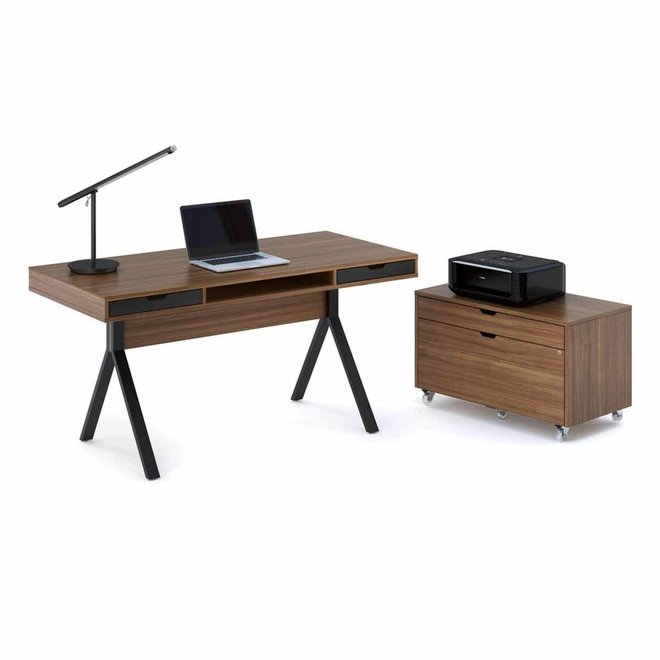 Modica 6341 Desk with Open Center Compartment and Two Side Storage Drawers