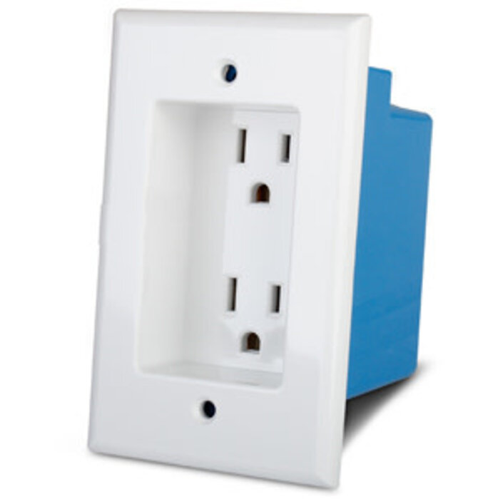 Recessed Duplex Receptacle with Wall-plate & Single Gang Box , WB-100IW-2-WHT