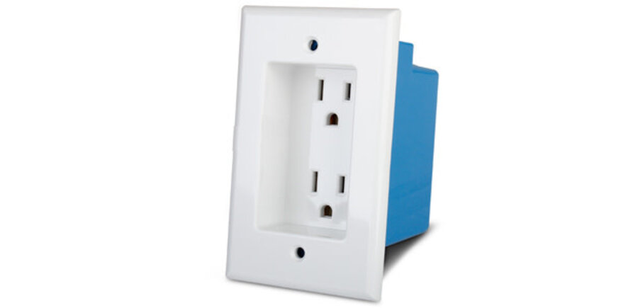 Recessed Duplex Receptacle with Wall-plate & Single Gang Box , WB-100IW-2-WHT